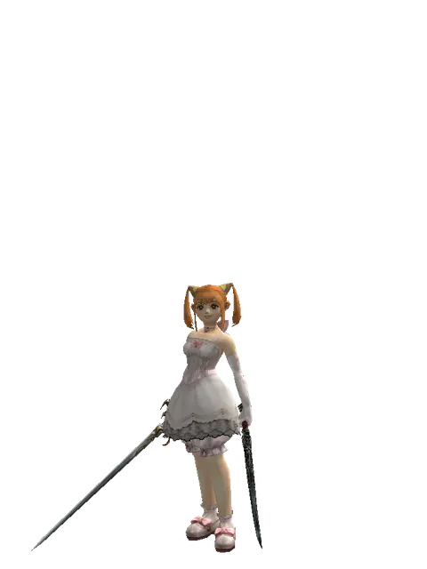 Raid Sword*Samurai Long Sword on a female Dwarf, front view