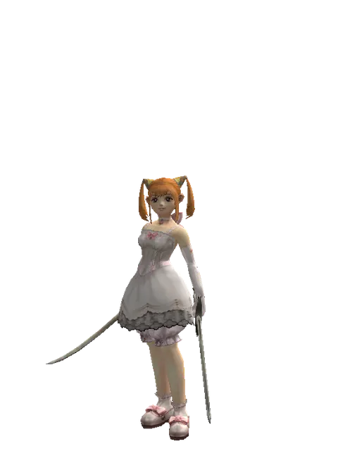 Saber*Bastard Sword on a female Dwarf, front view