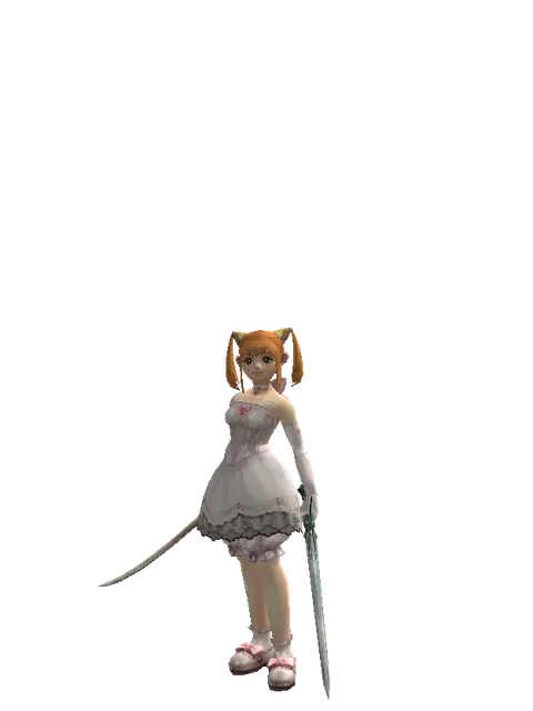 Saber*Elven Long Sword on a female Dwarf, front view