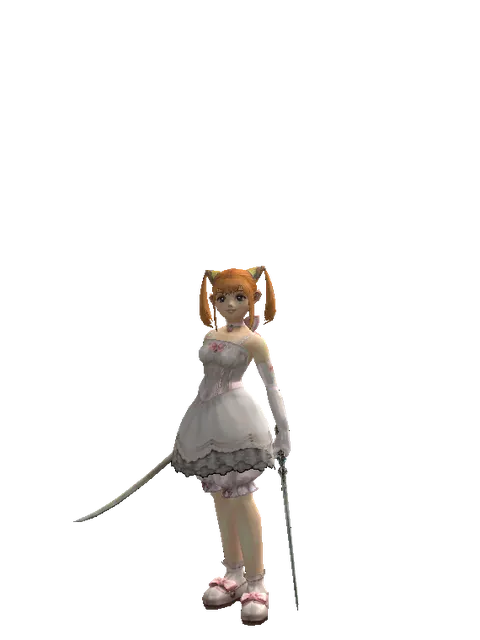 Saber*Elven Sword on a female Dwarf, front view
