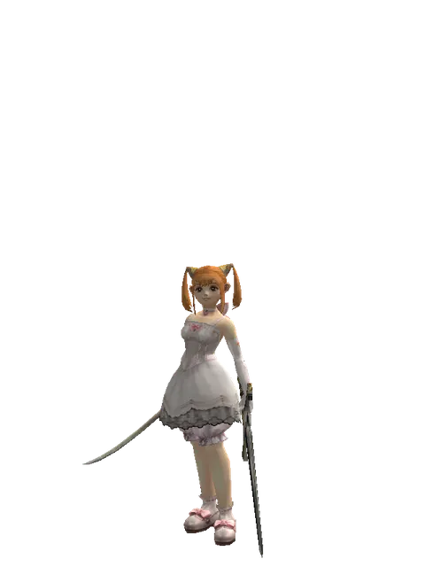 Saber*Knight's Sword on a female Dwarf, front view