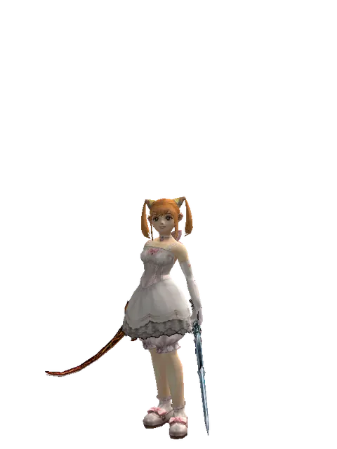 Shamshir*Caliburs on a female Dwarf, front view