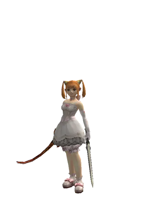 Shamshir*Spirit Sword on a female Dwarf, front view