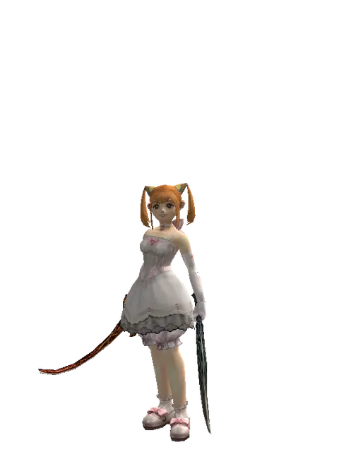 Shamshir*Sword of Limit on a female Dwarf, front view