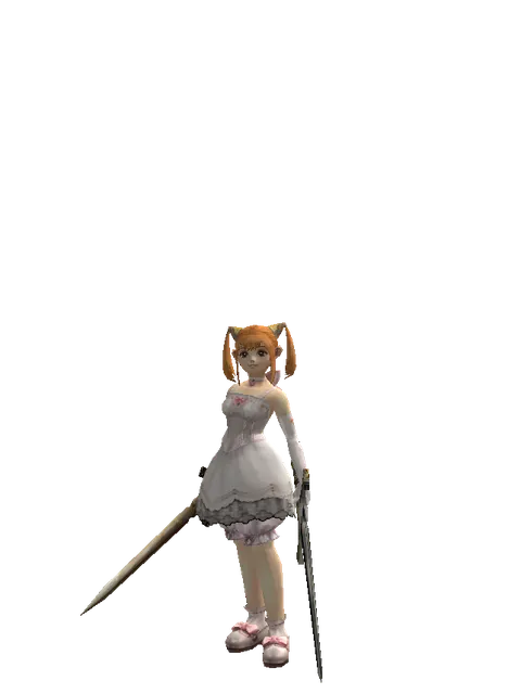 Spinebone Sword*Knight's Sword on a female Dwarf, front view
