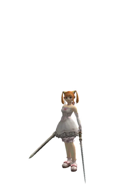 Spirit Sword*Raid Sword on a female Dwarf, front view