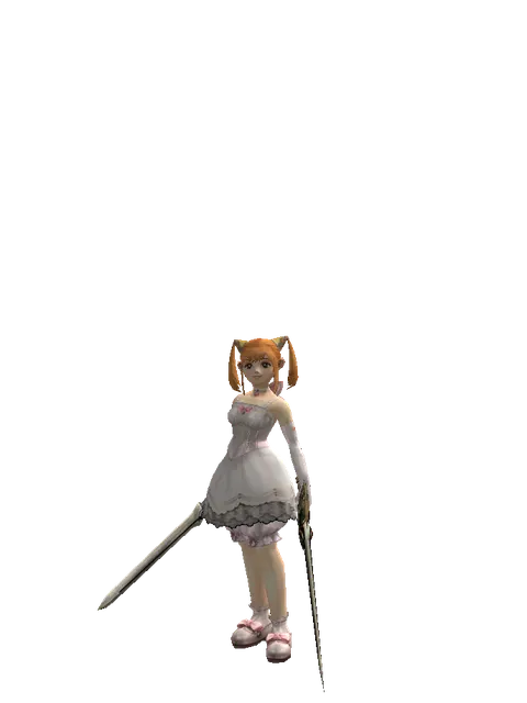 Spirit Sword*Sword of Delusion on a female Dwarf, front view
