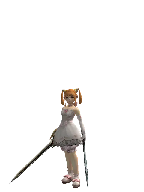 Sword of Delusion*Tsurugi on a female Dwarf, front view