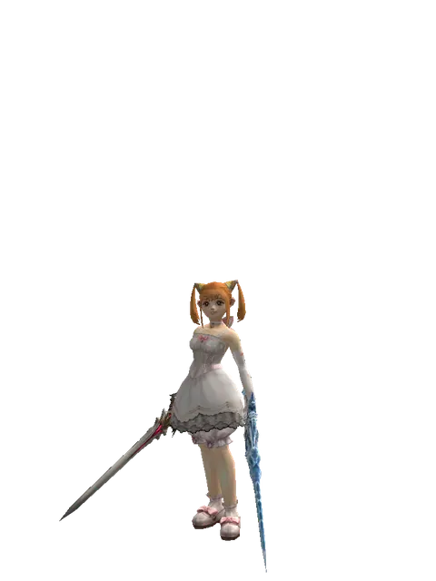 Vesper Dual Sword on a female Dwarf, front view