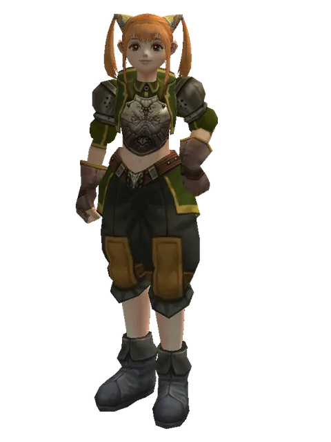 Dwarven Scale (heavy armor) on a female Dwarf, front view