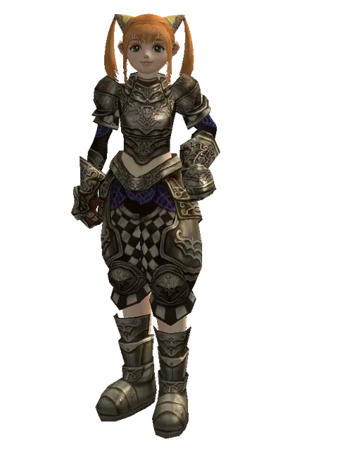 Fullplate (heavy armor) on a female Dwarf, front view