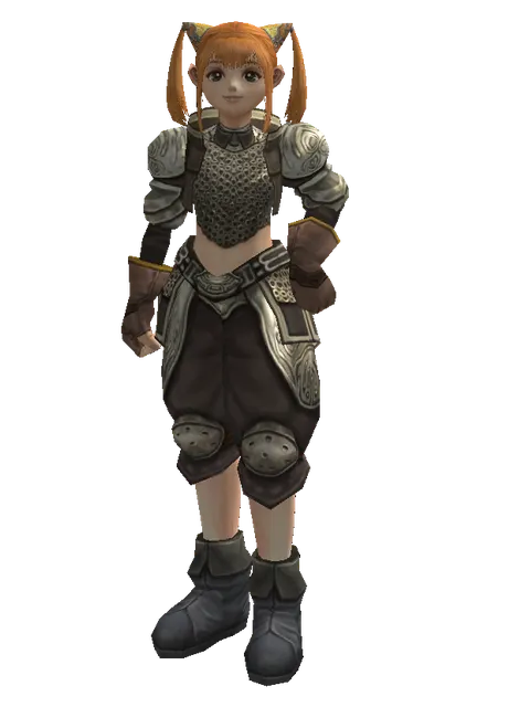 Ring Mail (heavy armor) on a female Dwarf, front view
