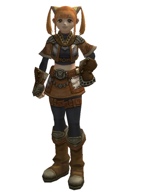 Plated Leather Set on a female Dwarf, front view