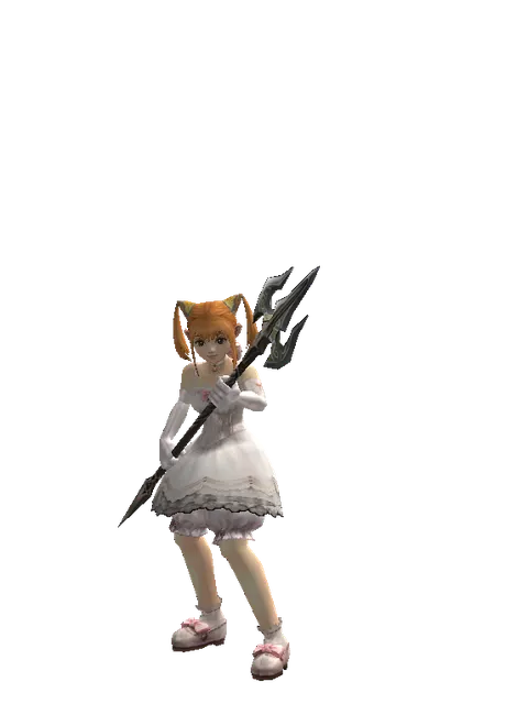Dwarven Trident on a female Dwarf, front view
