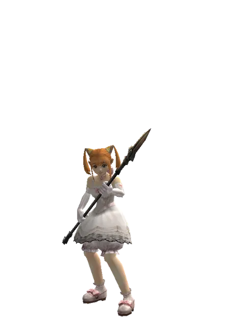 Enhanced Spear of Silenos on a female Dwarf, front view