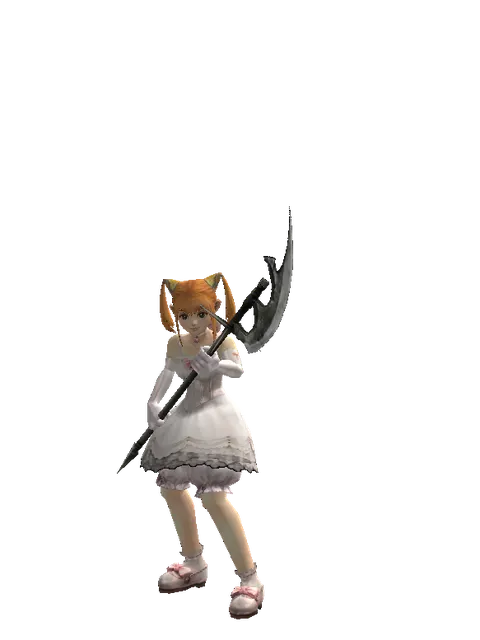 Glaive on a female Dwarf, front view