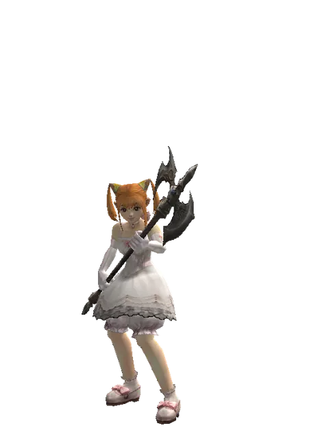 Great Axe on a female Dwarf, front view