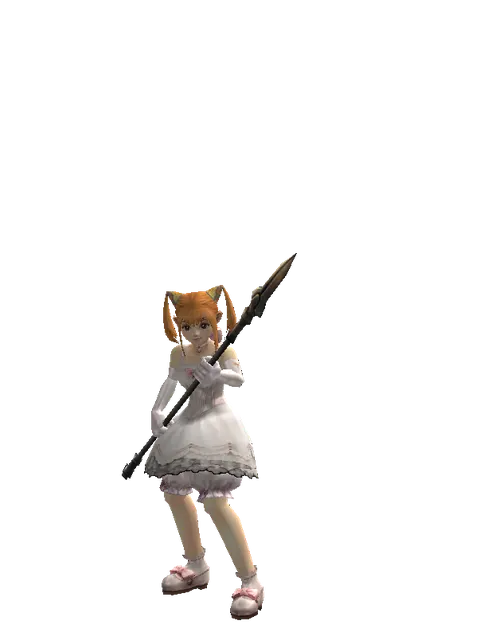 Great Spear on a female Dwarf, front view