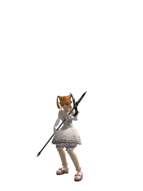 Guard Spear on a female Dwarf, front view