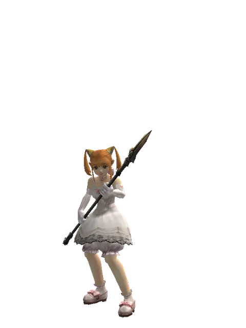 Improved Great Spear on a female Dwarf, front view