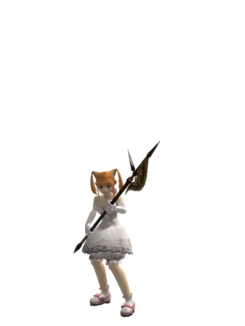 Poleaxe on a female Dwarf, front view