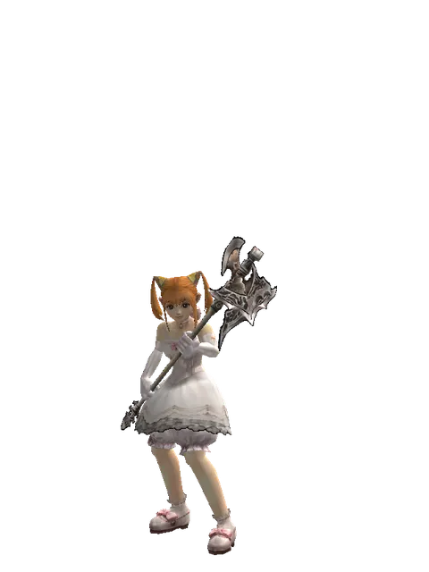 Tallum Glaive on a female Dwarf, front view