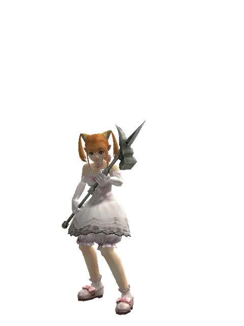 War Hammer on a female Dwarf, front view