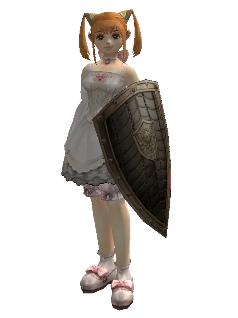 Chain Shield on a female Dwarf, front view