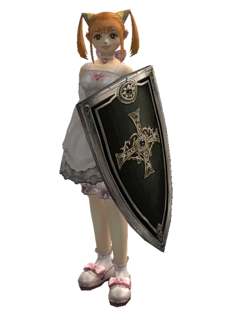 Dark Crystal Shield on a female Dwarf, front view