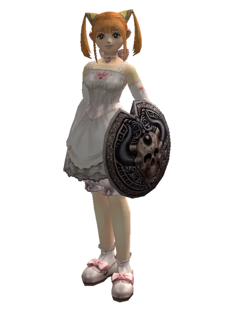Doom Shield on a female Dwarf, front view