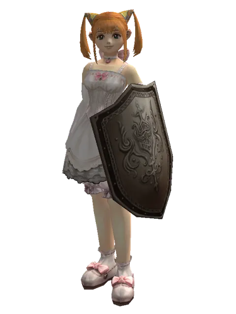 Plate Shield on a female Dwarf, front view