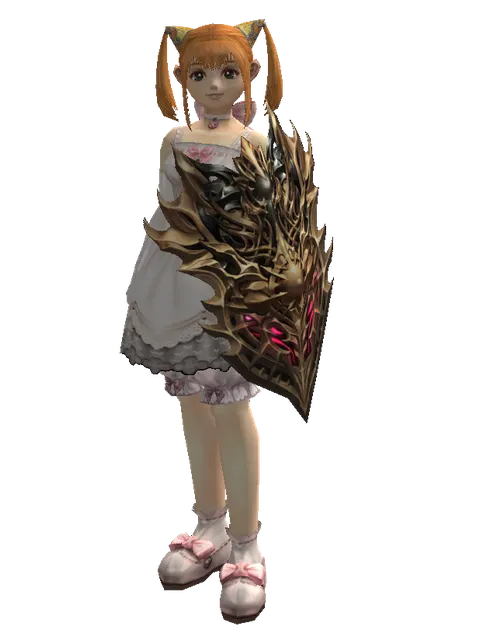 Vesper Shield on a female Dwarf, front view
