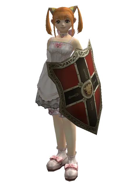 Zubei Shield on a female Dwarf, front view