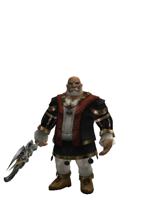 Barakiel's Axe on a male Dwarf, front view