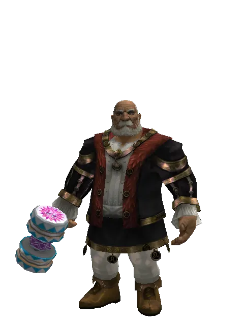 Blue Clown Hammer on a male Dwarf, front view