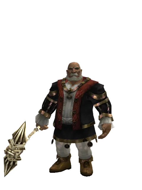 Dwarven War Hammer on a male Dwarf, front view