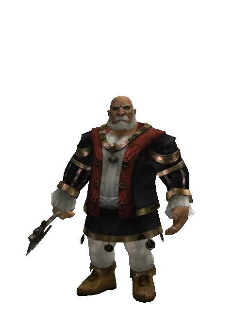 Hand Axe on a male Dwarf, front view