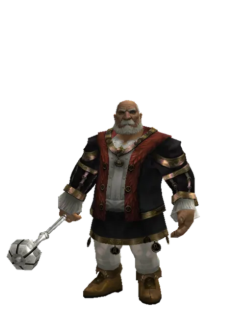 Heavy Mace on a male Dwarf, front view