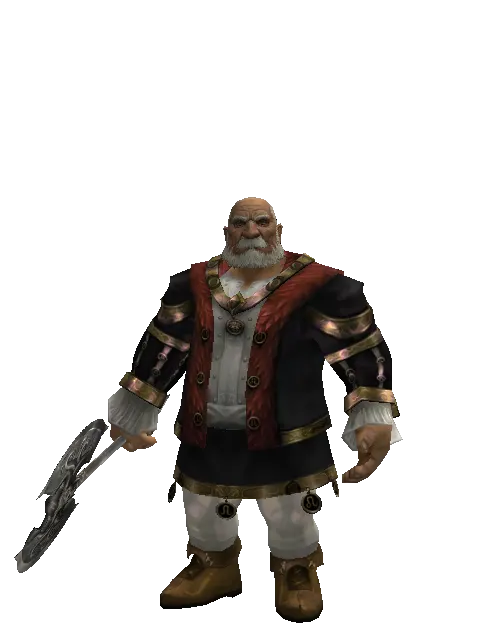 Heavy War Axe on a male Dwarf, front view