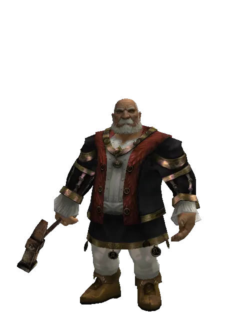 Improved Iron Hammer on a male Dwarf, front view