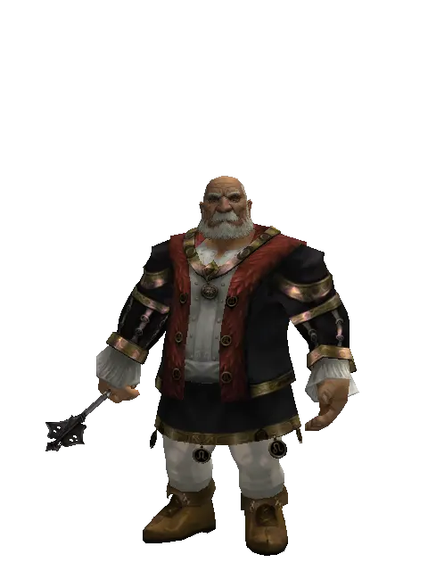 Mace on a male Dwarf, front view