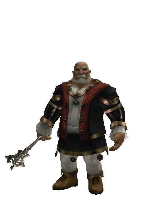 Mace of Miracle on a male Dwarf, front view