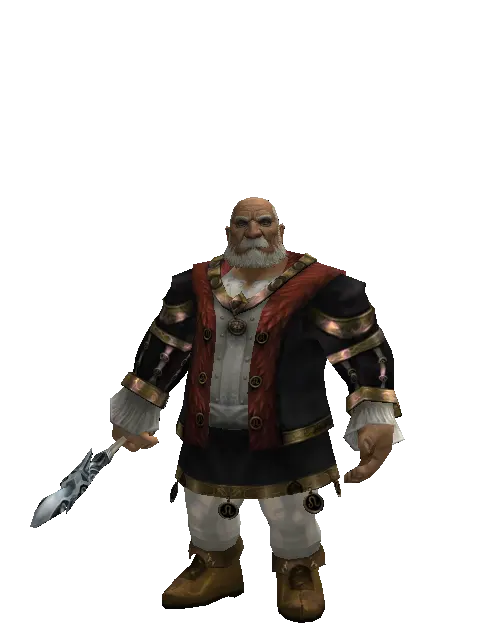 Priest Mace on a male Dwarf, front view
