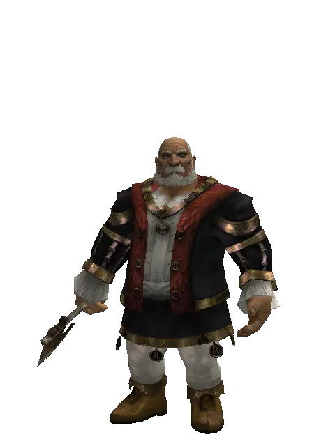 Traveler's Tomahawk on a male Dwarf, front view