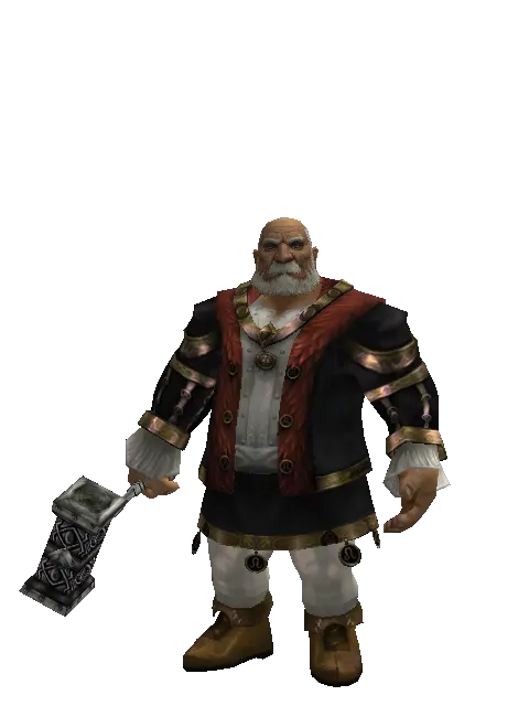Work Hammer on a male Dwarf, front view