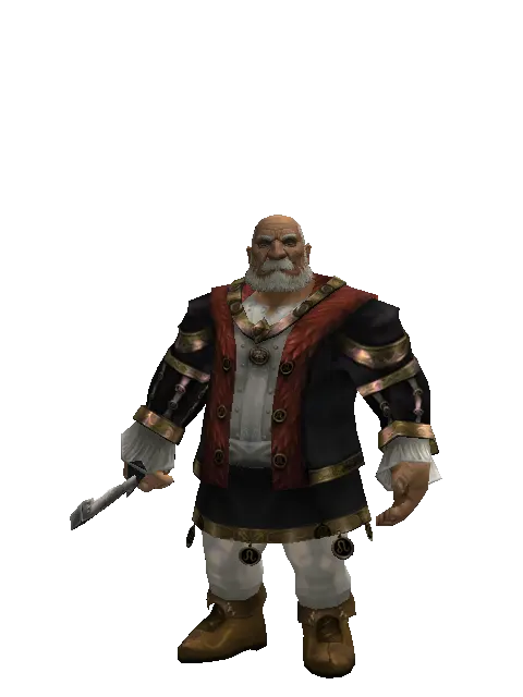 Butcher's Sword on a male Dwarf, front view
