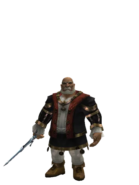 Caliburs on a male Dwarf, front view