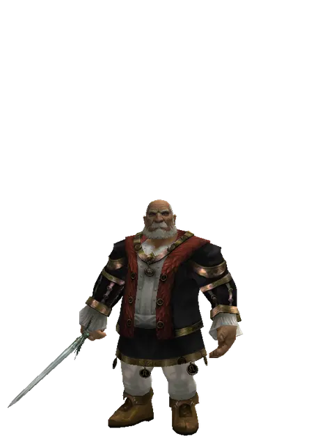 Elven Long Sword on a male Dwarf, front view