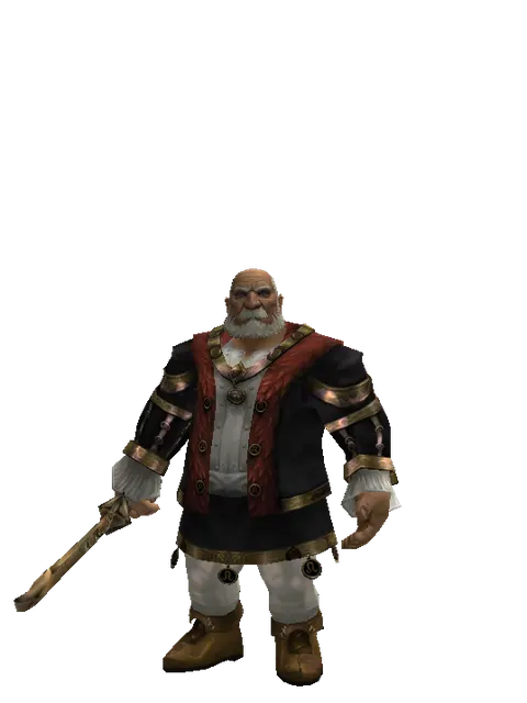 Falchion on a male Dwarf, front view
