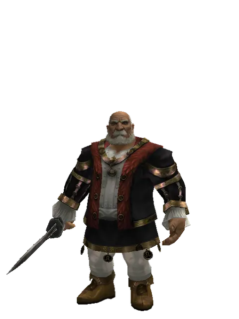 Gladius on a male Dwarf, front view